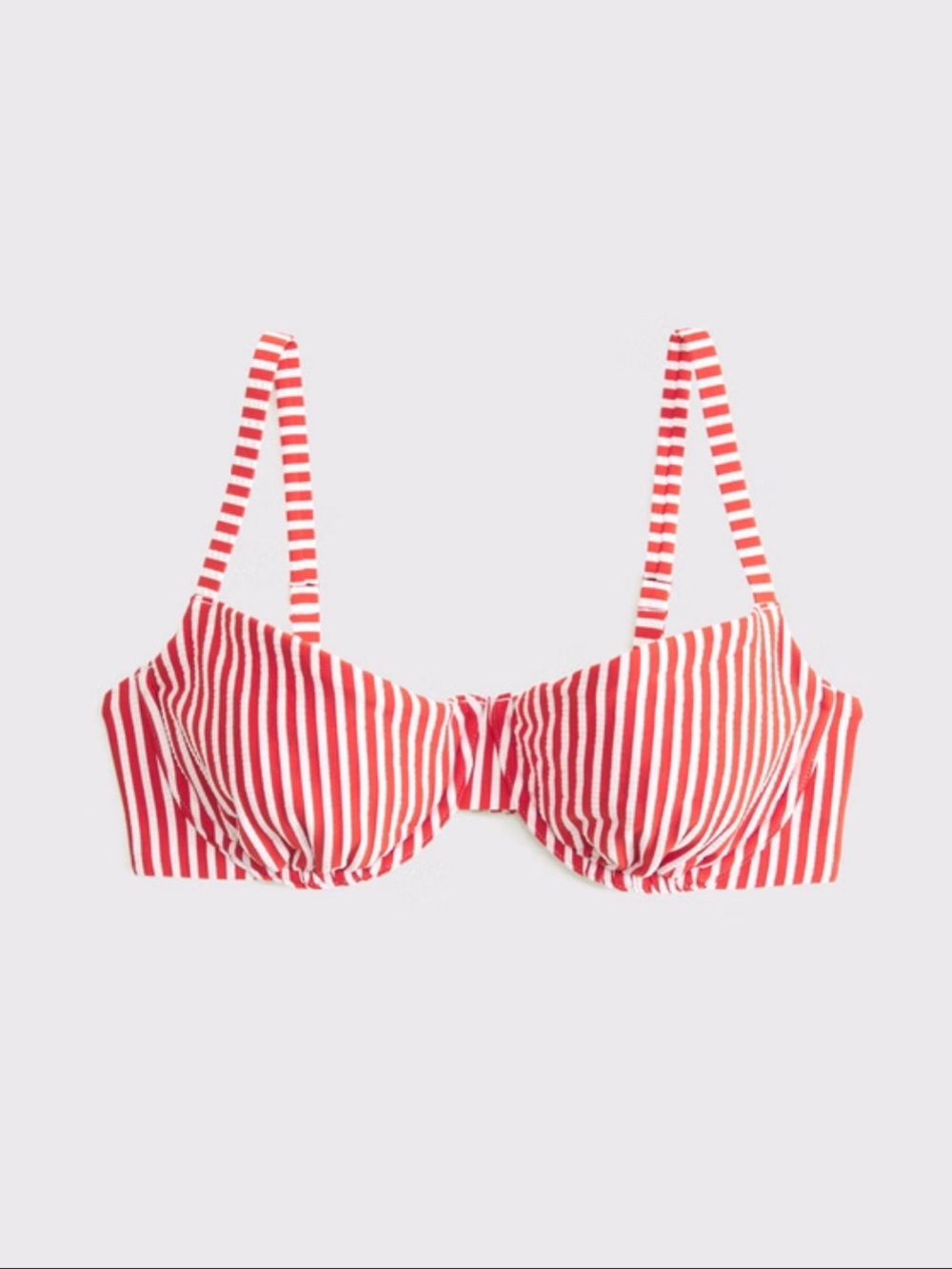 Abercrombie & Fitch Red and White Striped Bikini Top